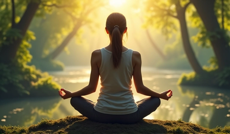 Osoba medytująca w spokojnym otoczeniu